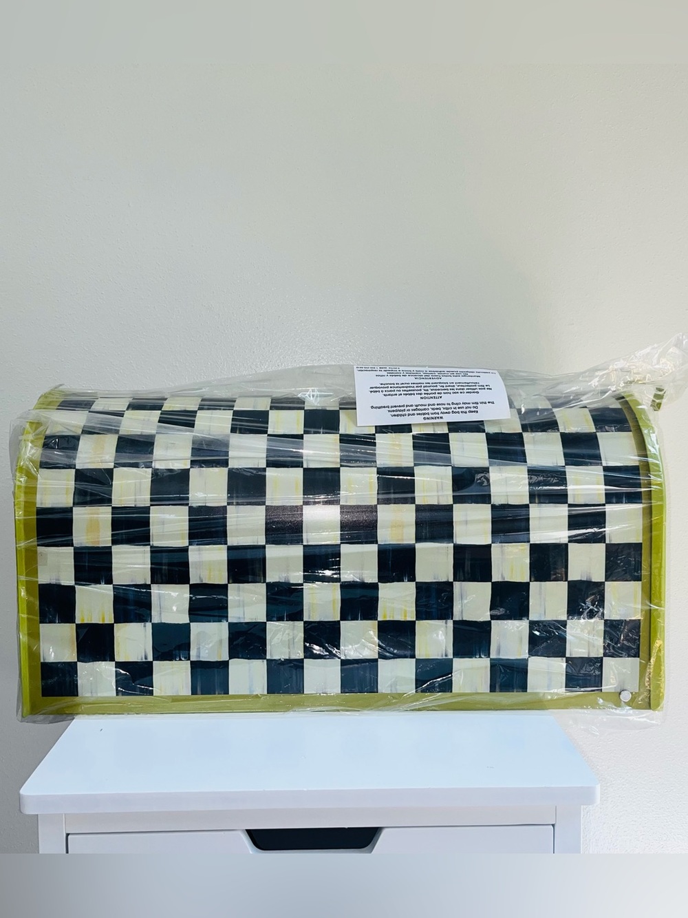 Mackenzie-Childs NIB Courtly Check Mail Box SOLDOUT USPS Ready Black Chartreuse - Picture 3 of 11
